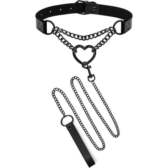 Versatile Choker Necklace & Leash Set | Gothic Punk Cosplay Jewelry - Picture 5 of 5